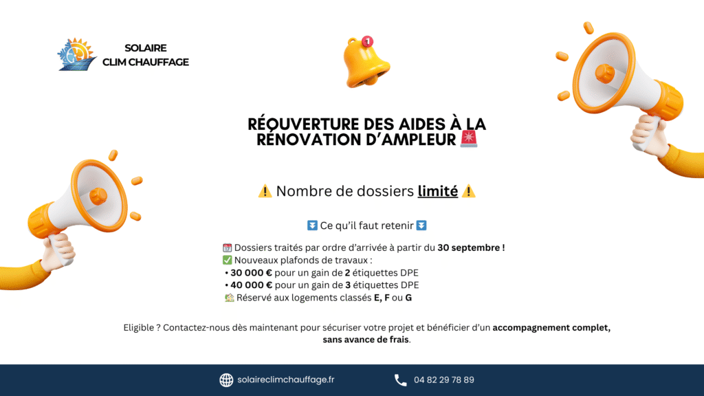 Nouvelles conditions pour la réouverture des aides à la rénovation d'ampleur : dossiers limités, réservé aux ménages très modestes, DPE E, F ou G, travaux jusqu'à 40000€